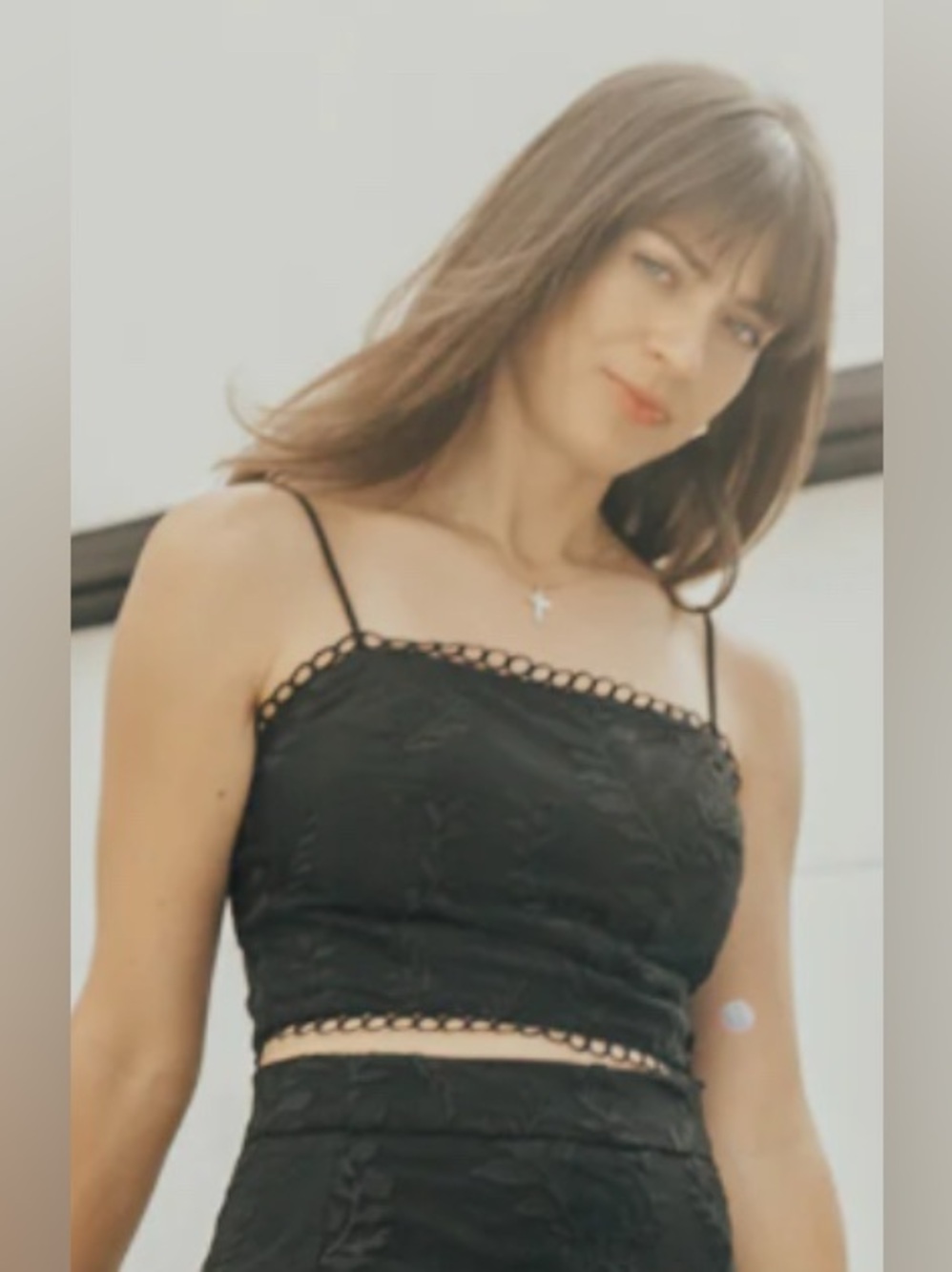 Lucy Paris Black Lace Embroidered Madison Top Medium